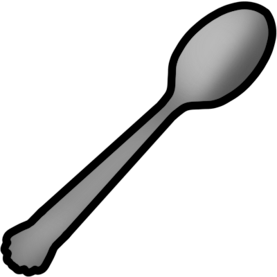 a silver spoon drawn with a black outline.